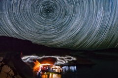 Houseboat and Star Trails