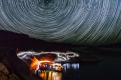 Houseboat and Star Trails