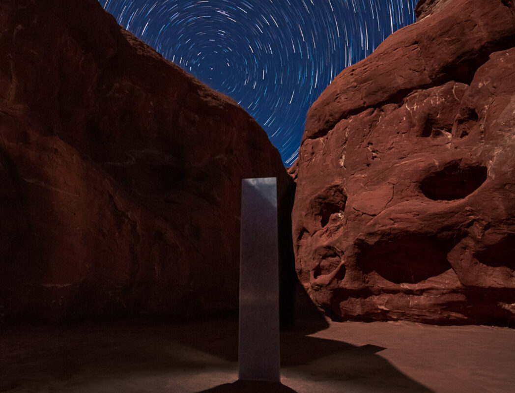 Utah Monolith and Star Trails at night