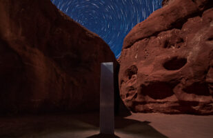 Utah Monolith and Star Trails at night