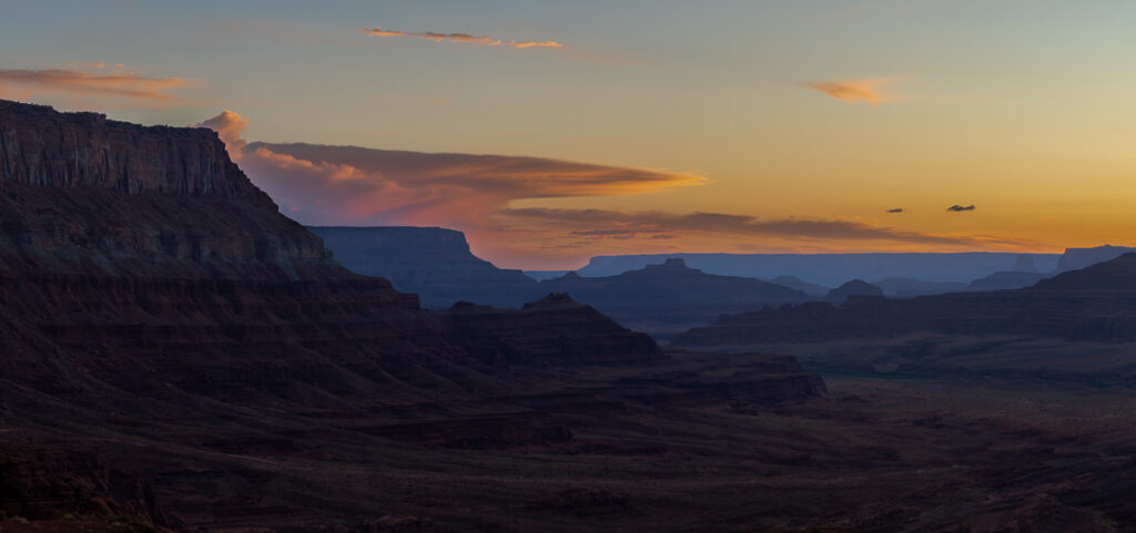 sunset clouds over desert