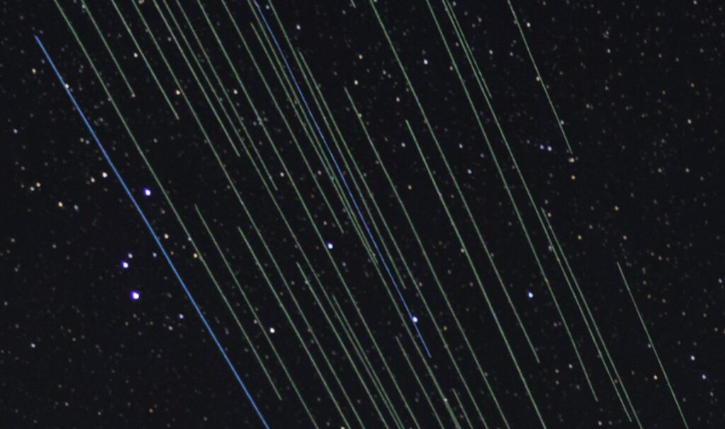 Colored satellite tracks